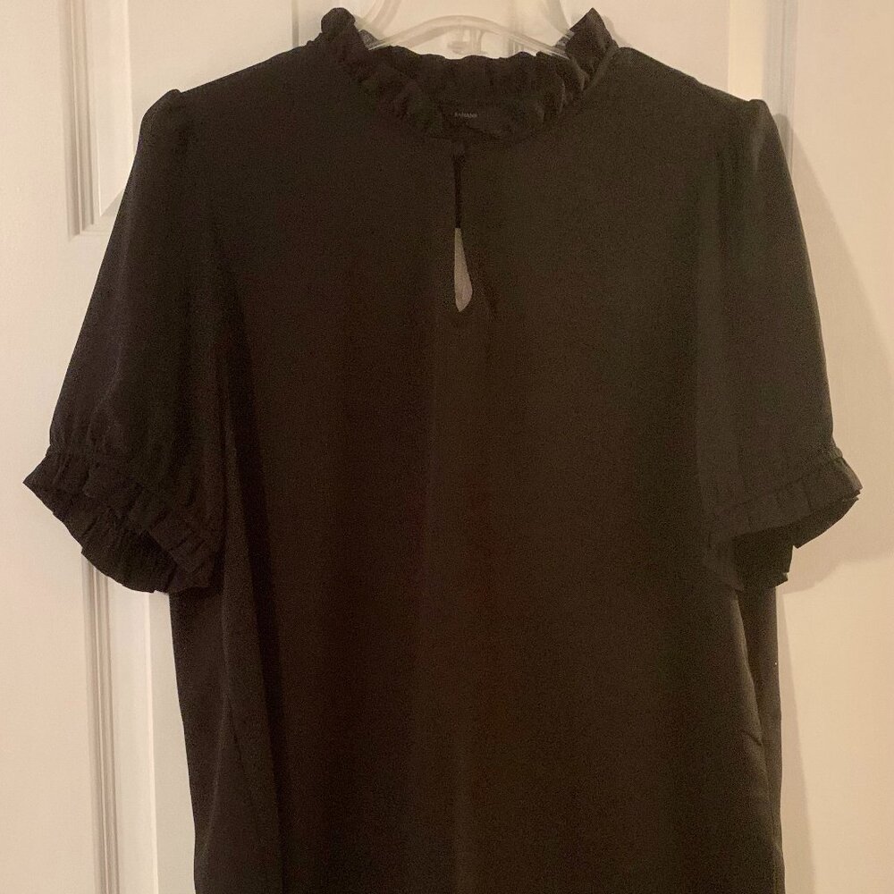 Banana Republic Factory Black Ruffle-Edge Blouse Size Large